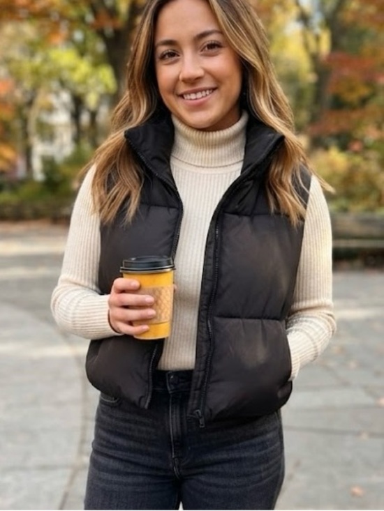 Aeropostale Jackets & Blazers - Aeropostale Black Quilted Puffer Vest Transitional Basic Cropped Chic Minimalist